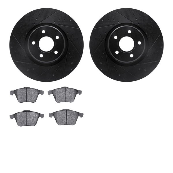 Dynamic Friction Co 8602-54022, Rotors-Drilled and Slotted-Black with 5000 Euro Ceramic Brake Pads, Zinc Coated 8602-54022